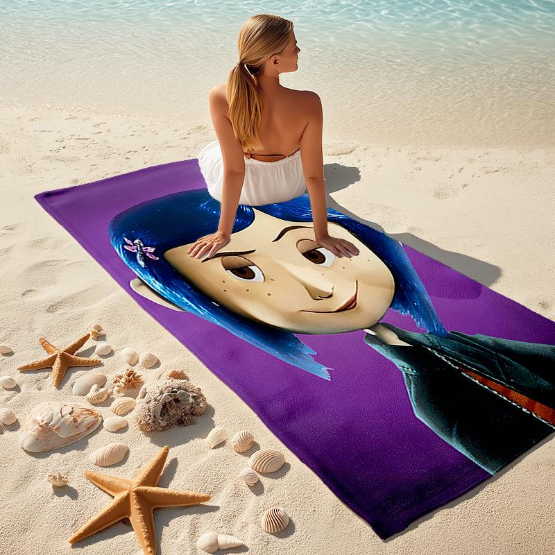 1pc C-Coraline Beach Towel, Comfortable and Thick, and Swimming/Bath/Picnic/Camping Towel, Suitable for Seaside Beaches