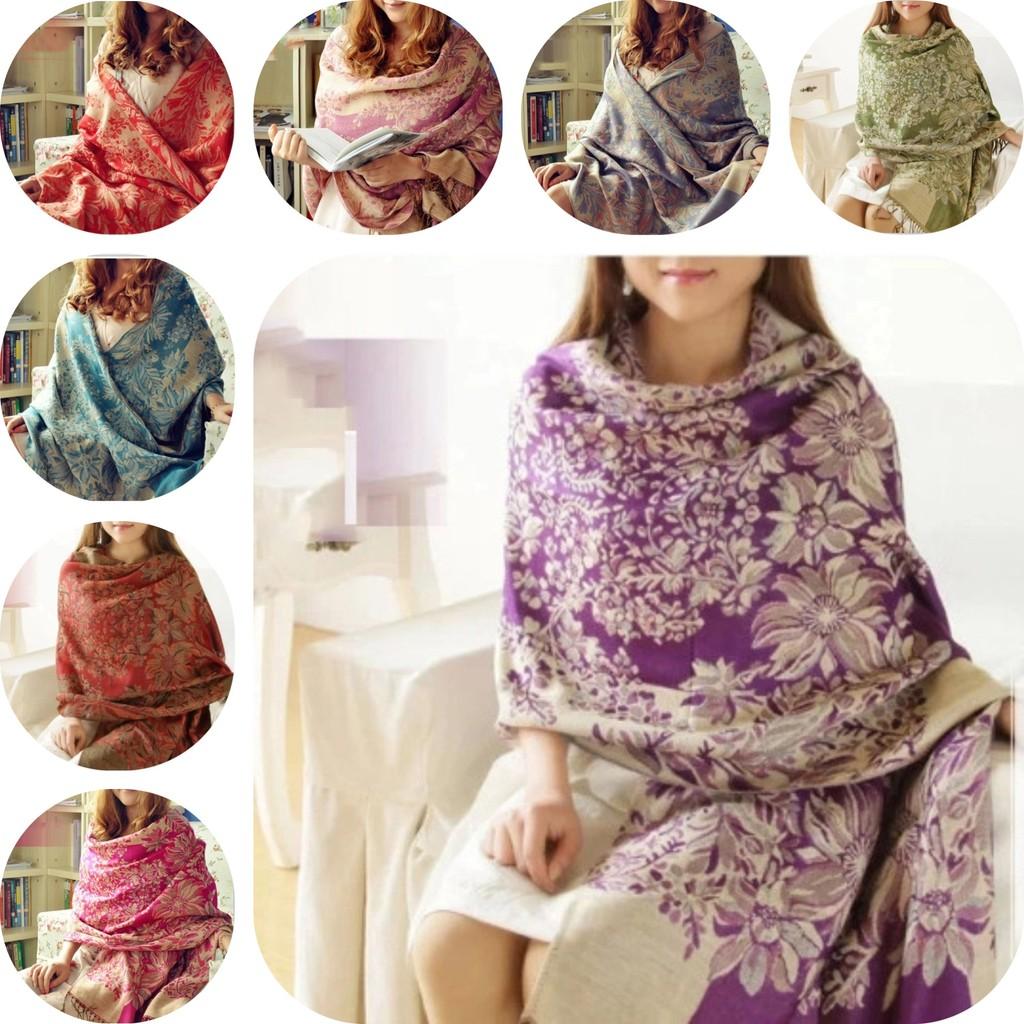 Elegant Floral Print Scarf For Women In Vibrant Colors Thick Warmth And Stylish Design Ideal For Winter And Air Conditioning
