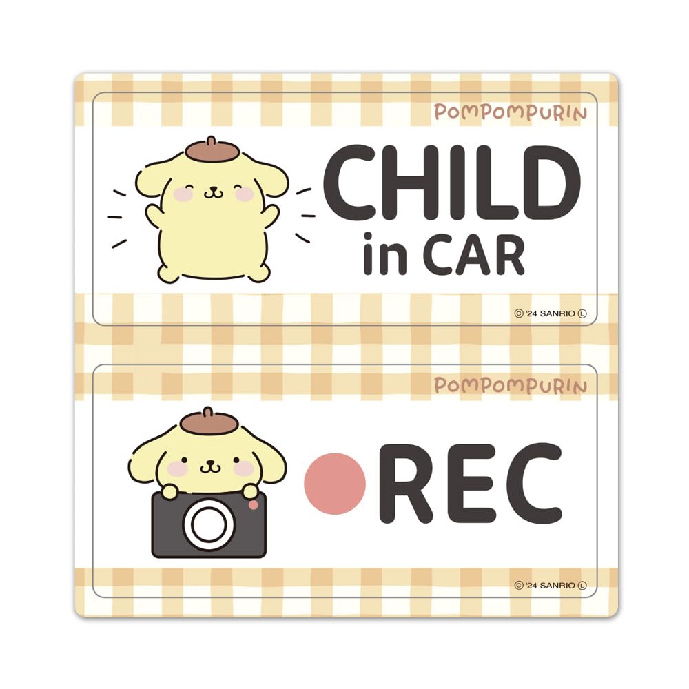 Pompompurin ДЕТСКИЙ в Наборе из 2 Сообщений Магнит-Наклейка на Автомобиль [Sanrio] CAR REC [Магнитный Парк] CHILD REC