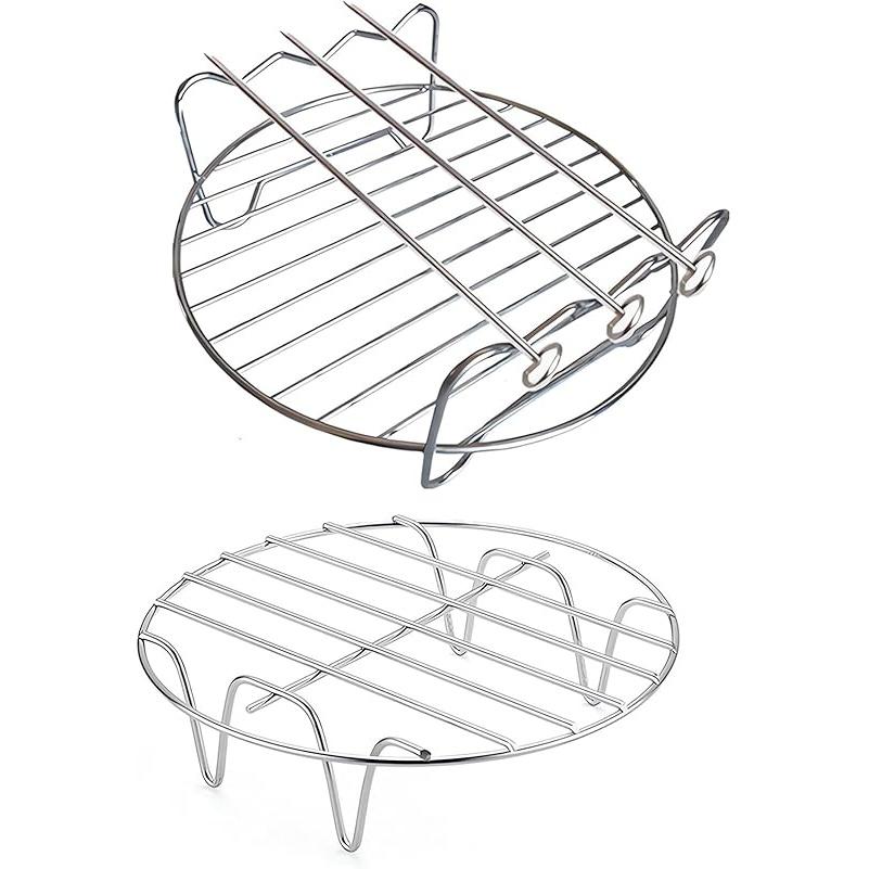 Multipurpose Air Fryer Accessories - 6   Set of 3 Double Layer Racks with Skewer & Toast Rack Fits Most 2.5QT+ Air Fryers US-6inch-2pcs