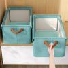 Foldable Fabric Clothes Storage Box, Multi-Purpose Closet Storage Box with Transparent Windows,  Perfect for Pants And Underwear, Covered, Tiered