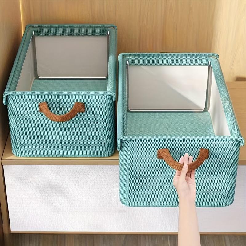 Foldable Fabric Clothes Storage Box, Multi-Purpose Closet Storage Box with Transparent Windows, Perfect for Pants And Underwear, Covered, Tiered