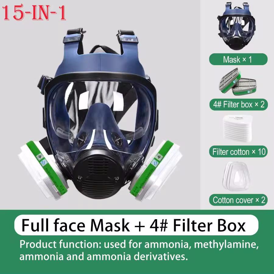 15in1 Chemical Mask Gas Mask Paint Insecticide Spray Silicone Full Face Mask Filter, Suitable for Laboratory Nuclear Pollution