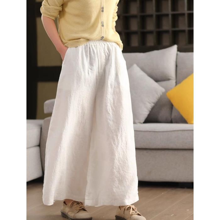 New Summer Casual Pants for Women Drape and Versatile Loose Slim Women's Retro Nine-point Wide-leg Pants for Women