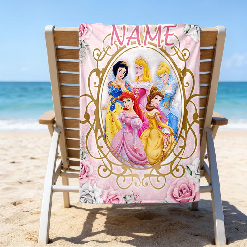 1pc Princess6 Beach Towel with Custom Name, Beach/Swimming/Bath/Picnic/Camping Towel, Suitable for Seaside Beaches