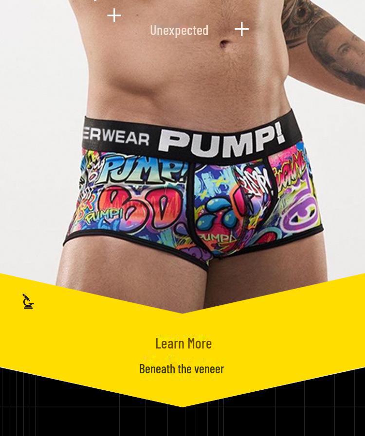 Temu Graffiti Print Men's Boxer Briefs - Cool, Breathable & Comfortable (MP225)