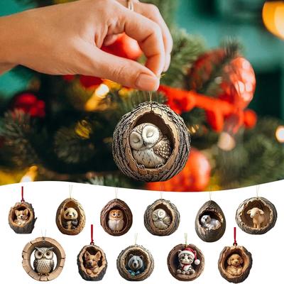 Decorazione Natalizia Animale Acrilico 2D Ciondolo per Albero di Natale
