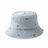 Emboridery Denim Bucket Hat Summer Travel Beach Sun Hats  for Women Men Fresh and Cute Fisherman Hats Wholesale Señora