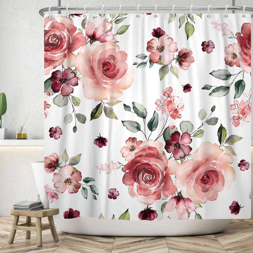 Floral Shower Curtain for Bathroom Vintage Flower Butterfly Waterproof Fabric Boho Bathtub Bathroom Curtain With Hooks 180x240