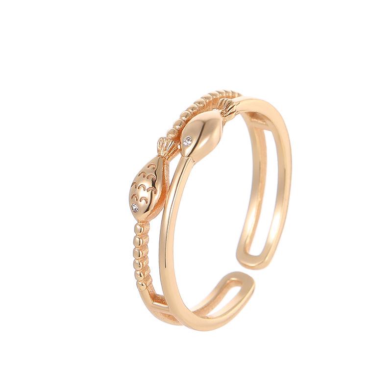 S925 Sterling Silver Korean Double Layer Fish Design Open Ring for Women - Trendy and Unique Silver Jewelry