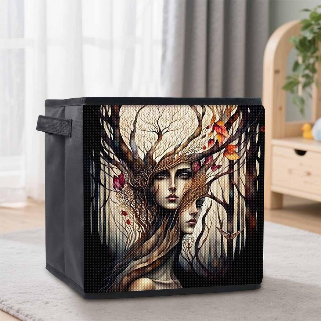 A Sad Face 5D Diamond Painting Storage Basket Full Round Drill Mosaic Diamond Embroidery Cross Stitch Kits Home Decor Home Decor