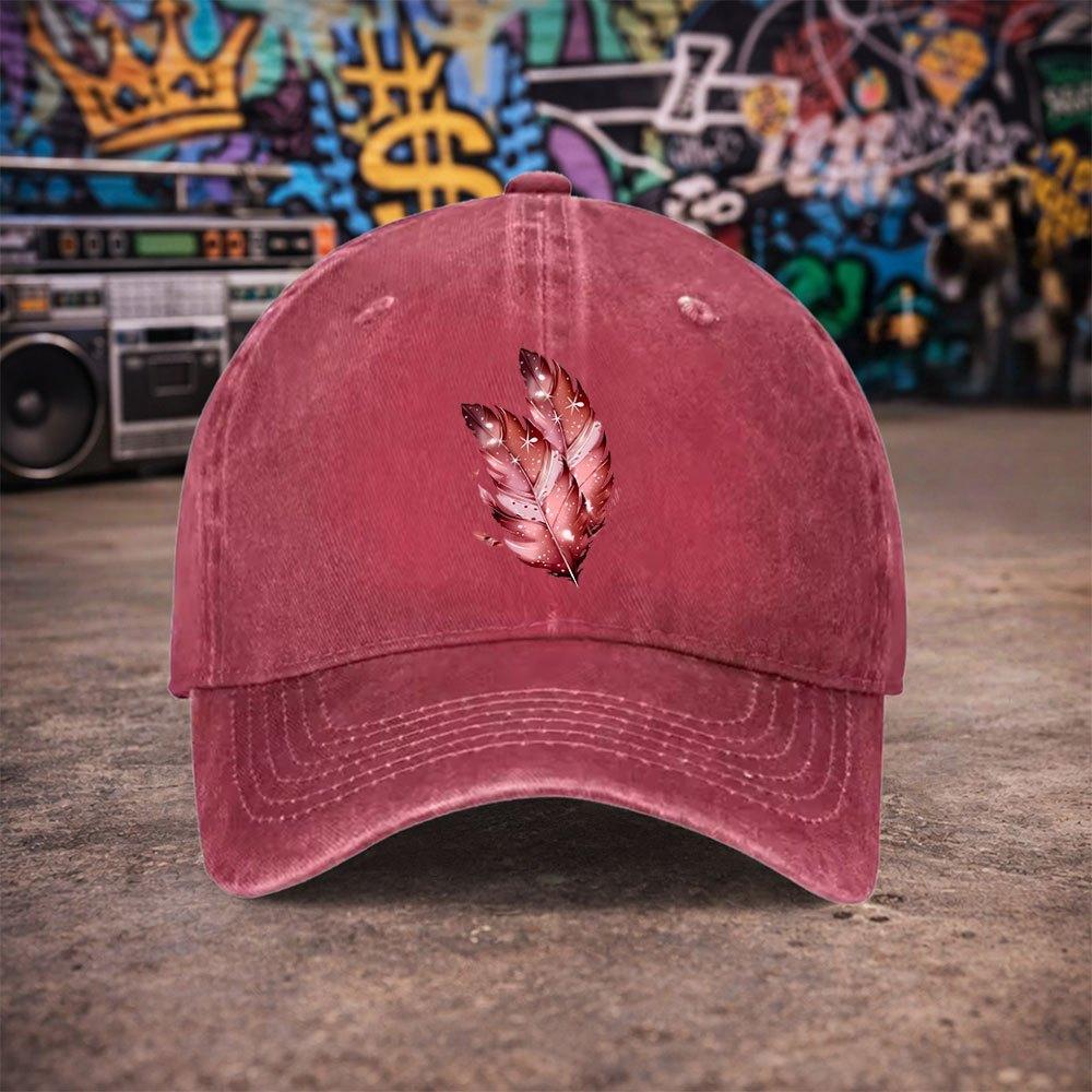 Pc Unisex Dreamy Starlight Feather Vintage Washed Baseball Cap UnisexS Trendy Hat Versatile Duckbill Cap Fun Print Unique