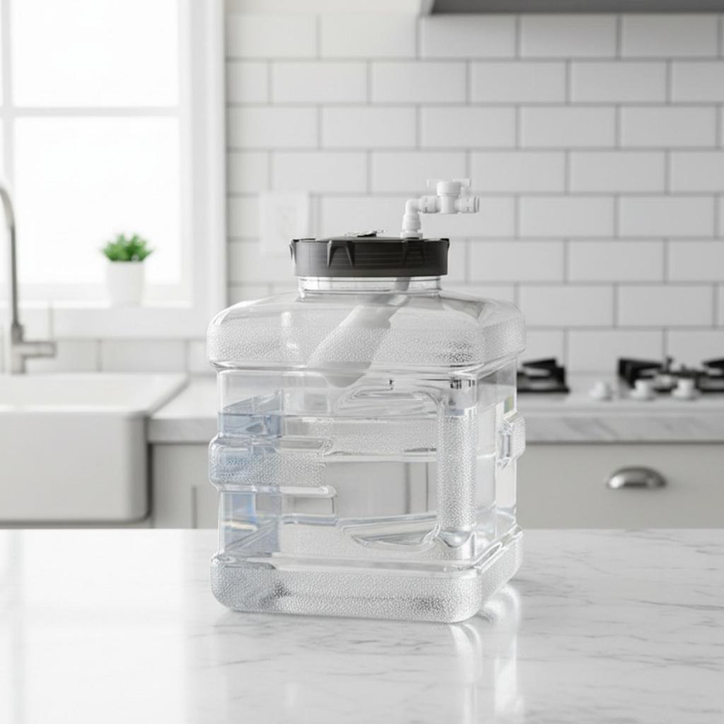Water Container with Automatic Valve Transparent Square Lid