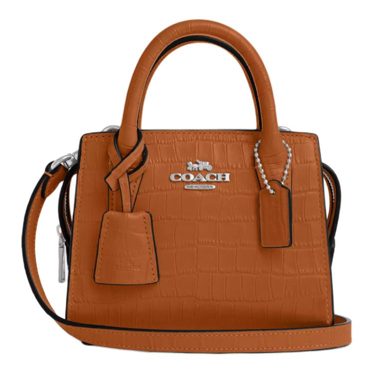 

Coach 15 Logo Removable Shoulder Strap Crocodile Embossed Leather Mini Crossbody Handbag Women handbag Washed-Orange CR209-SVS5B Basic Set (Bag+Dust Bag)