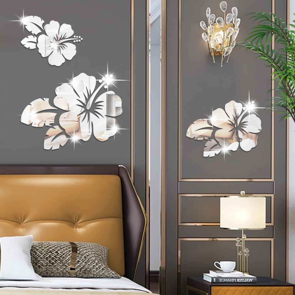 Flower Mirror Wall Stickers Diy Acrylic 3d Decorative Miroir For Home Living Room Bedroom Decor
