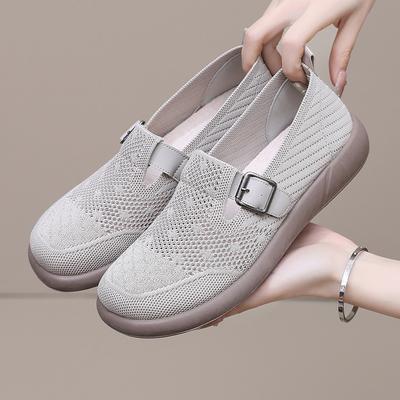 Buty damskie 2025 lato nowe damskie wszechstronne casualowe wsuwane buty siateczkowe miękka podeszwa nie męczą stóp okrągły nosek buty casualowe
