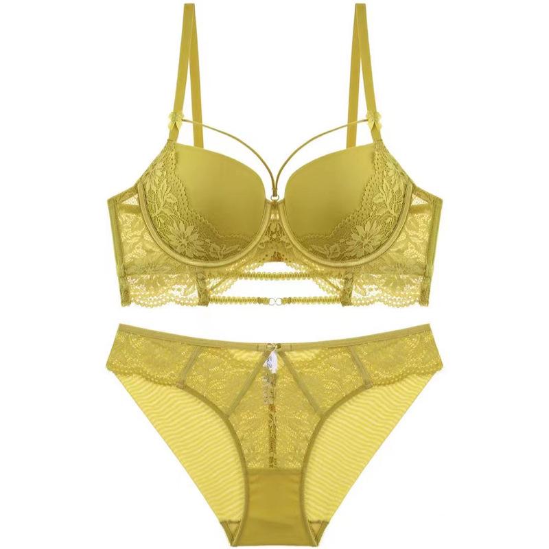 

Красный кружевной комплект нижнего белья «Зодиак»: Французское нижнее белье для маленькой груди, предотвращающее провисание, сексуальное и поддерживающее. 80B лимонно-желтый