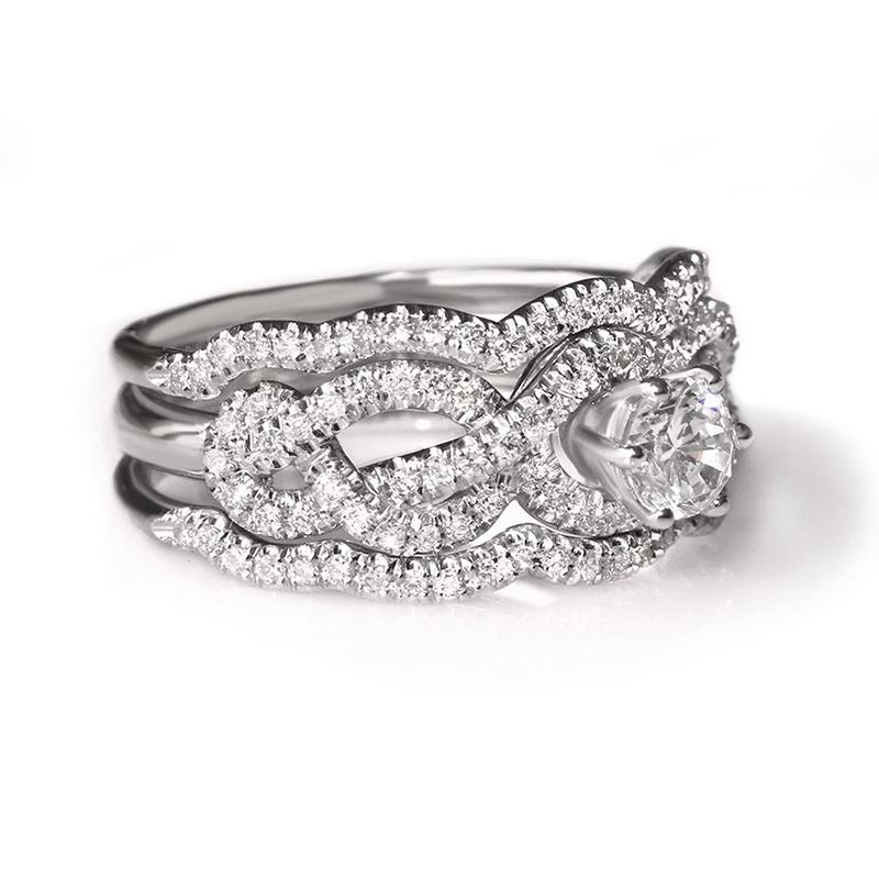 Huitan Statement 3Pcs Set Rings for Women New Fashion Design Temperament Female Set Accessories Wedding Party Luxury Jewelry