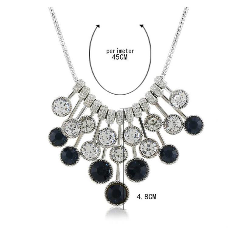 Elegant Black White Multilayer Round Crystal Necklace For Women
