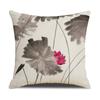 Chinese Style Series Ink Flower and Grass Print Pillow Linen Print New Chinese Style Home Sofa Pillow Living Room Bedroom