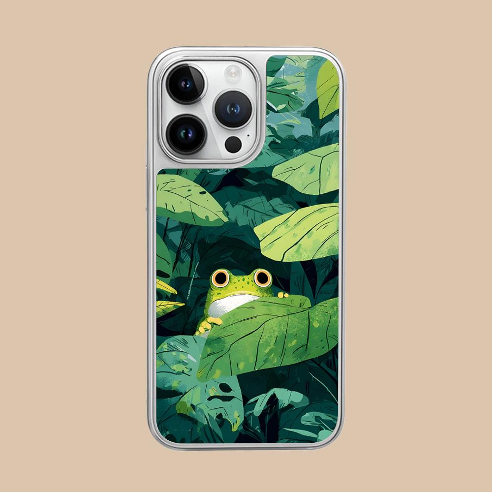 

Kawaii Frog Phone Case for iPhone 17 16 15 14 13 12 11 Air Pro Max Plus Electroplated Silver Cover iPhone 11