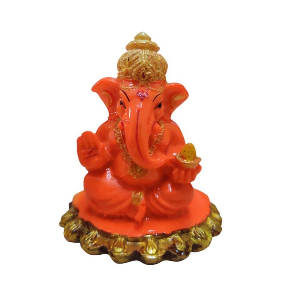 @ Lord Ganesha Idol In Orange Color Ideal For Car Dashboard 80Gm Zr-7030-60%Off
