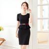 Elegant Faux Two-Piece Short Sleeve Work Dress