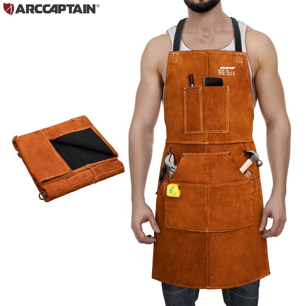 

ARCCAPTAIN Сварочный фартук, моющийся, теплоизоляционный, из коровьей кожи, сварочный фартук, защитная одежда для пайки, кузнец XXXL