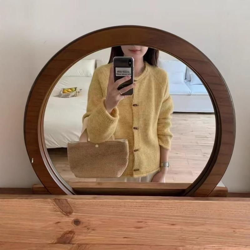 Retro spring new versatile fashion crew neck loose long-sleeved knitted sweater cardigan jacket