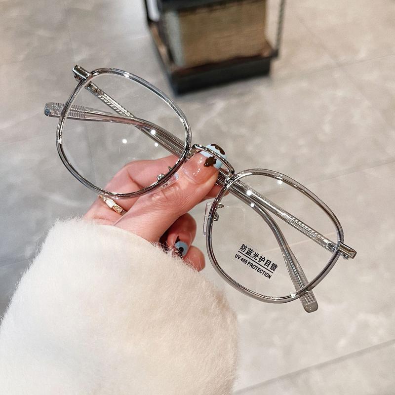 Korean Fashion Men And Women Square Black Frame Classic Anti Blue Light Glasses TR Retro Versatile Anti-radiation Eyeglasses Can Replaceable Lenses