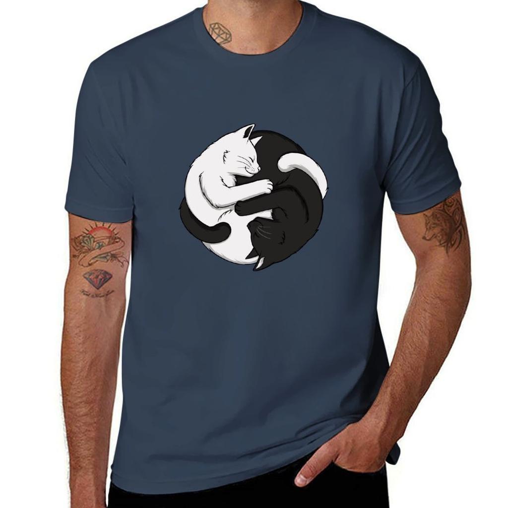 Yin Yang Cats Tshirt Outdoor Sports Short Sleeve Top Tshirt