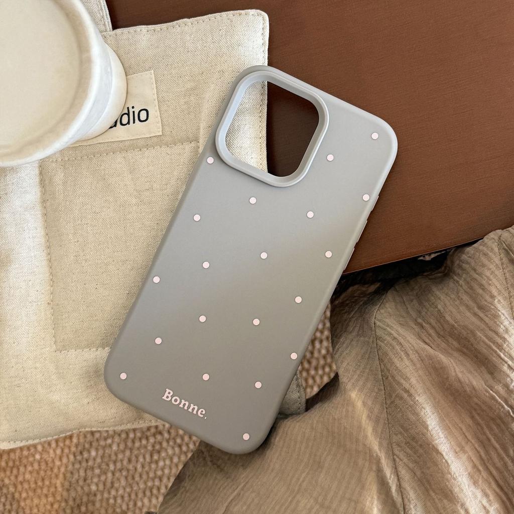 Applicable To IPhone16 Apple Phone Case 17promax Simple Solid Color Polka Dot 1314 Korean 12 Silicone