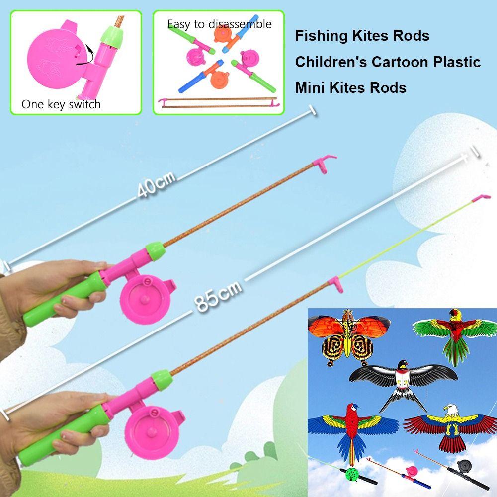 Cartoon Mini Kites Rods 38cm/58cm/80cm Fishing Rods New Children Fishing Kites Rods For Kids Gifts