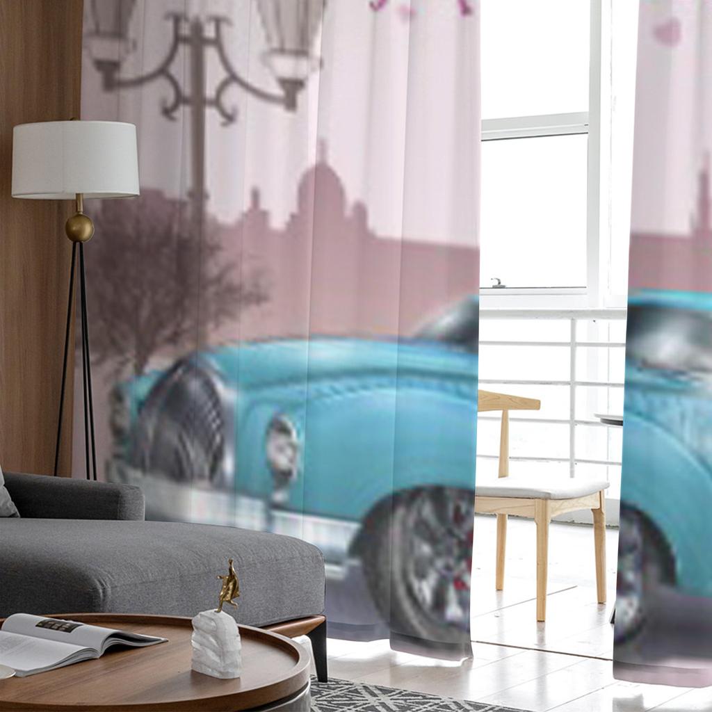Vintage Touristic Grußkarte Gardinen für Wohnzimmer Transparent Tüll Fenster Vorhang Schlafzimmer Küche Schleier Vorhänge