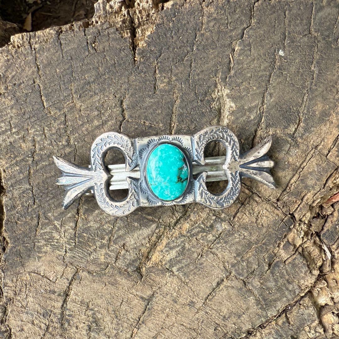 Used Indian jewelry turquoise barrette Martha Cayatineto
