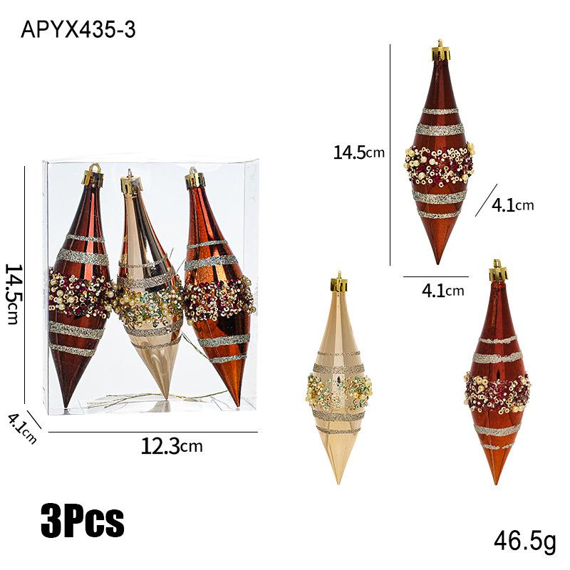 Creative Gorgeous Glitter High-End Christmas Ornaments Sparkling Champagne Brown Screw Christmas Tree Decor Hanging Accessories