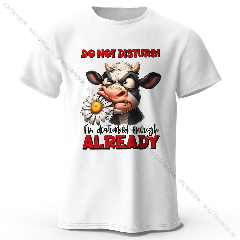 Cartoon Cow Print 100% Cotton T-Shirt, Soft & Breathable Round Neck Short Sleeve Tee, Unisex Fun & Whimsical Style