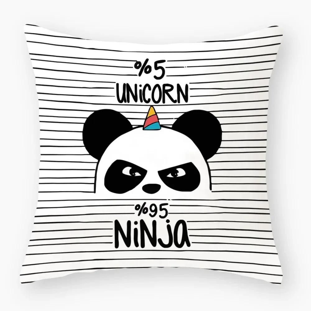 Cute Cartoon Panda Study Pillowcase Office Living Room Home Pillowcase Car Ornaments