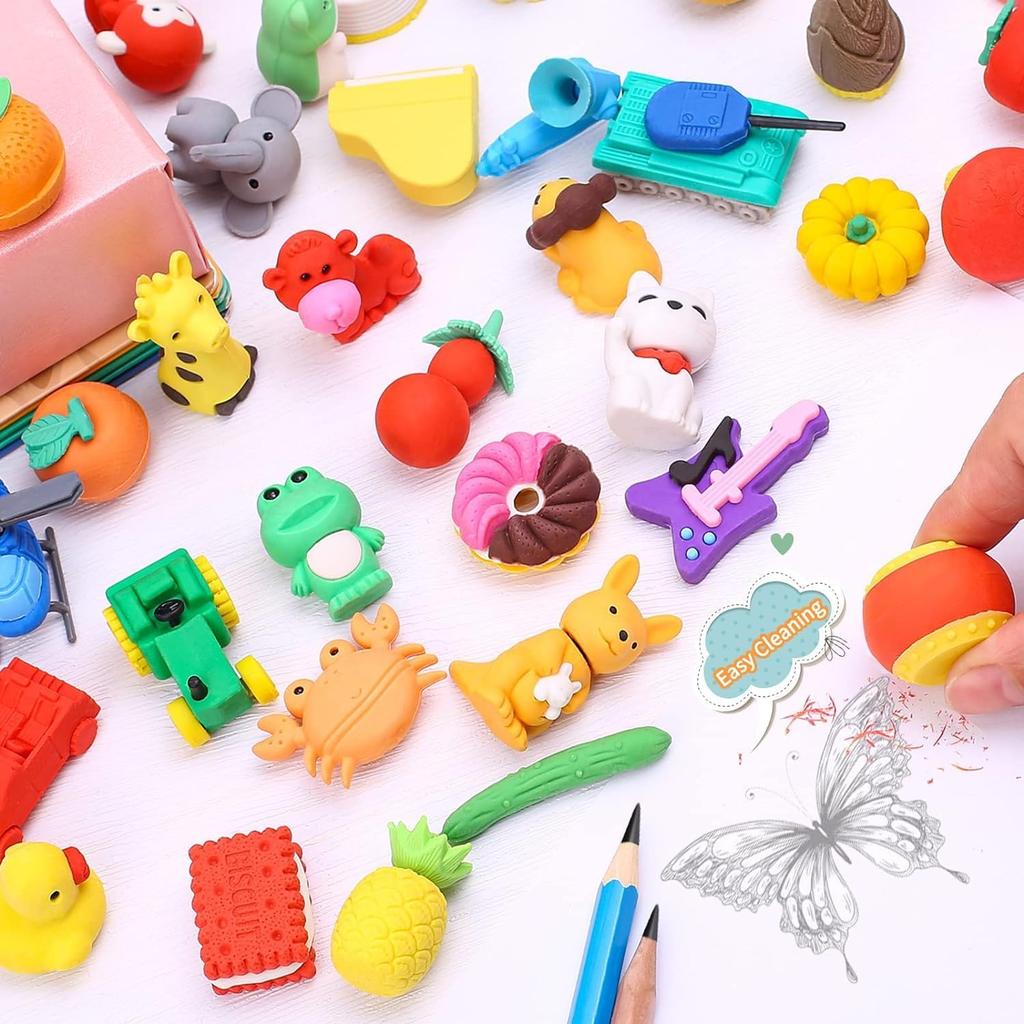 100pcs Cute Animal Erasers for Mini Puzzle Pencil Party Fun Eraser Set for Elementary School Mini Puzzle Pencil Class Carnival School Ages Kids,
