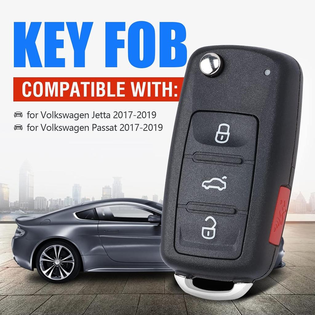 Car Key Fob Keyless Entry Remote Control Replacement for VW Volkswagen Jetta Passat 2017 2018 2019 FCC ID:NBGFS93N P/N:5K0837202BP MQB Chip 3+1