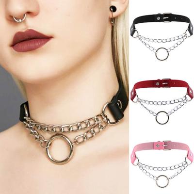 BLUELANS NECKLACE Wonderful Necklace O Circle Punk Chain Leather Men Choker Round Collar Jewelry Women Present