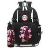 2Pcs/set Anime Demon Slayer Printed Backpack with 750Ml Water Bottler for Teenager Student Girl Boy Large Capacity Waterproof Bookbag Gift