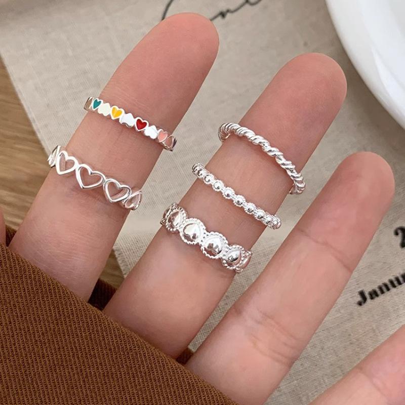 Sophisticated Heart Shaped Ring For Women Adjustable And Trendy Silver Plated Fashion Jewelry