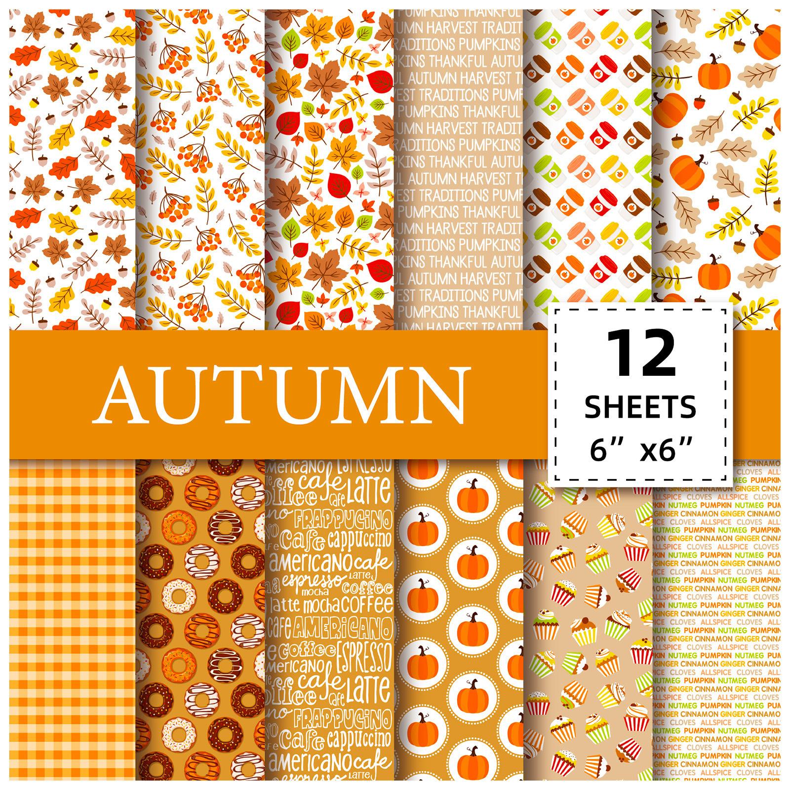 

12 Sheets/Pack Of Small Floral Cute Wind 6 Inch Hand Account Clip Paper Album Material Book Pumpkin Thanksgiving Background Paper 15cm*15cm