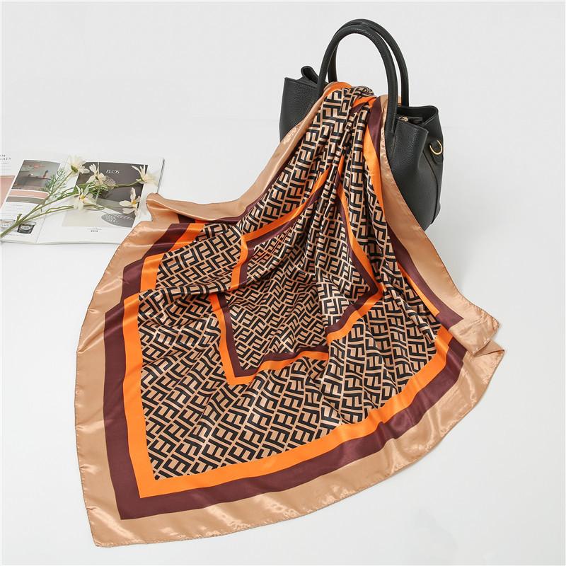 Hangzhou Silk Spring and Autumn Simulation Silk Women's Satin Satin Silk Scarf Winter Versatile Decorative Scarf Satin 91 Large Square Scarf
