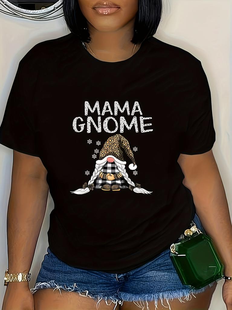 Mama Gnome Leopard Plaid T-shirt