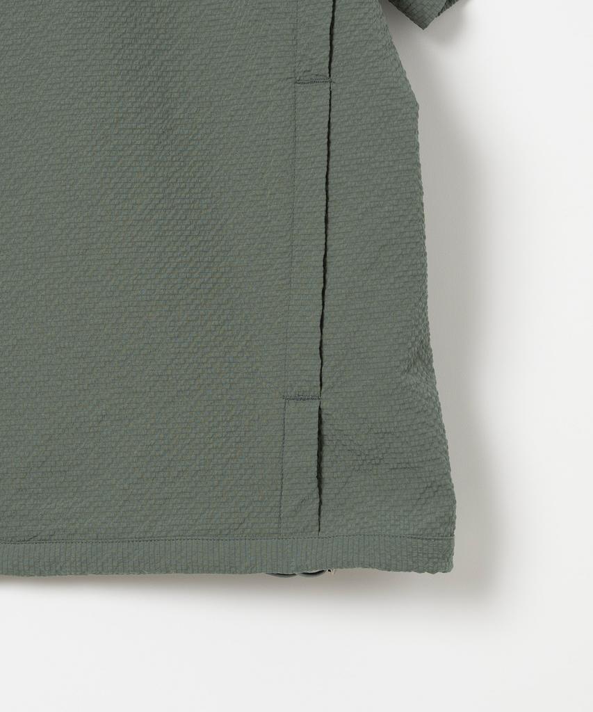 MILLO ARCHIVE Seersucker Zip-Up Half Shirt [Shadow Green]