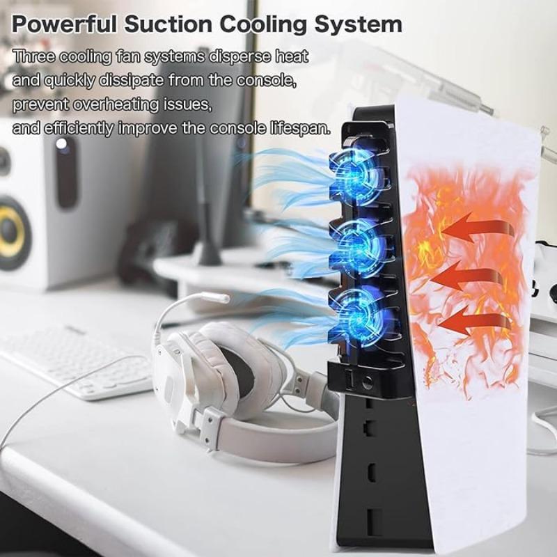 Ventilator de răcire pentru consolă PS5, controlul temperaturii, Hub pentru mașină de joc, ventilator de răcire Gamepad, radiator, ventilator de răcire cu aer Hub, ventilator de aer Ray spate ABS