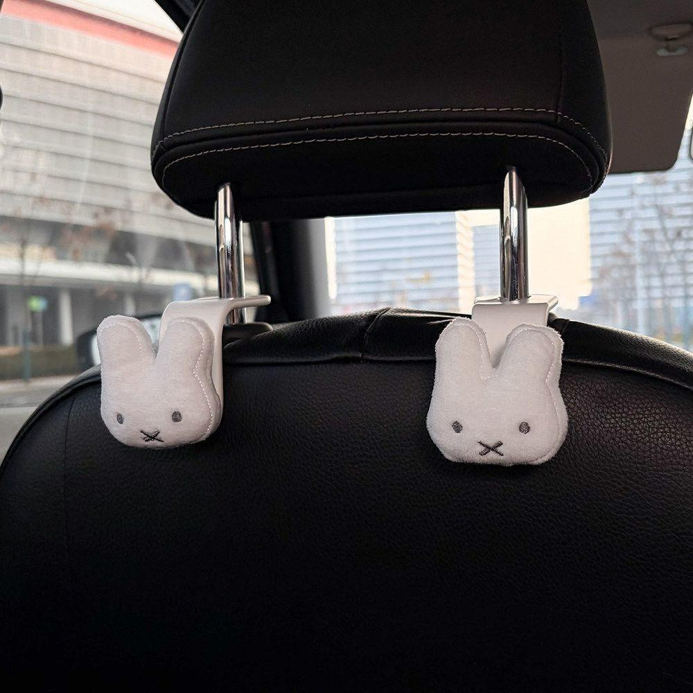 Cartoon Miffy Rabbit Car Hook Multifunctional Back Seat Hanger Auto Storage Rack Creative Car Interior Decoration Organizer Gift