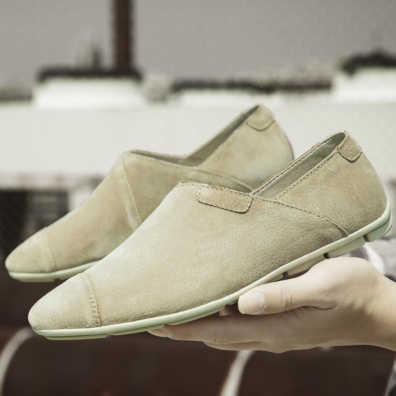 Fashion Fashion Genuine Leather Men lazy shoes Italian Casual Leather Slip on Minimalist Loafers Brand Comfy Soft Bottom Driving Shoes